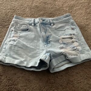 American Eagle Outfitters Light Blue Distressed Jean Shorts